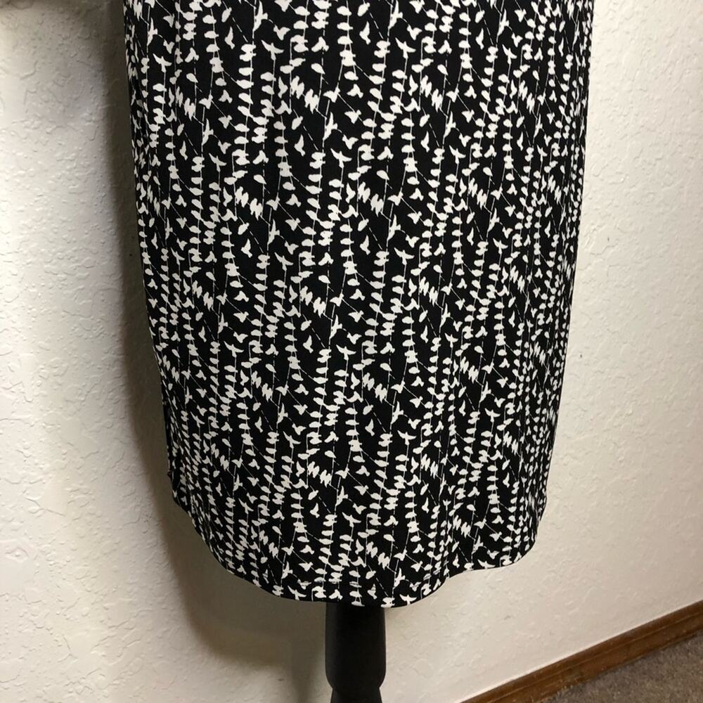Brooks Brothers black white bird print faux wrap midi dress size Small - Picture 15 of 16